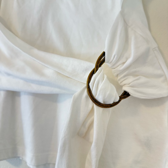 Anthropologie Maeve White Belted Dakota Short Sleeve Top - Picture 5 of 10
